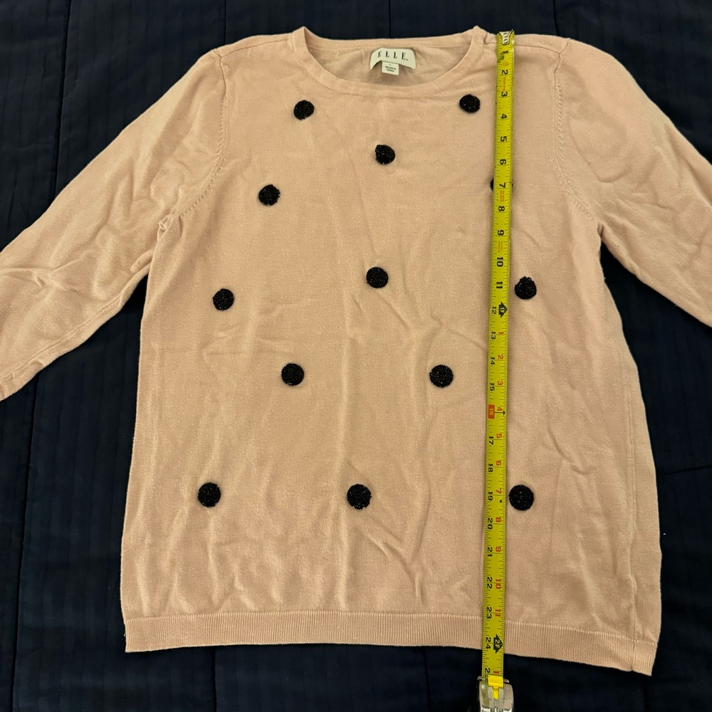 Elle Pink & Black Sparkly Polka Dot Sweater Size Large - Picture 5 of 8